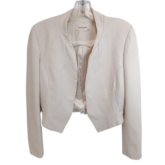 Naf Naf Paris Cream Open Front Cropped Blazer Women's Size S $120 - Picture 1 of 5